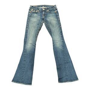 True Religion Joey Big T Flare Blue Jeans Vintage Women's Size 28 Y2K